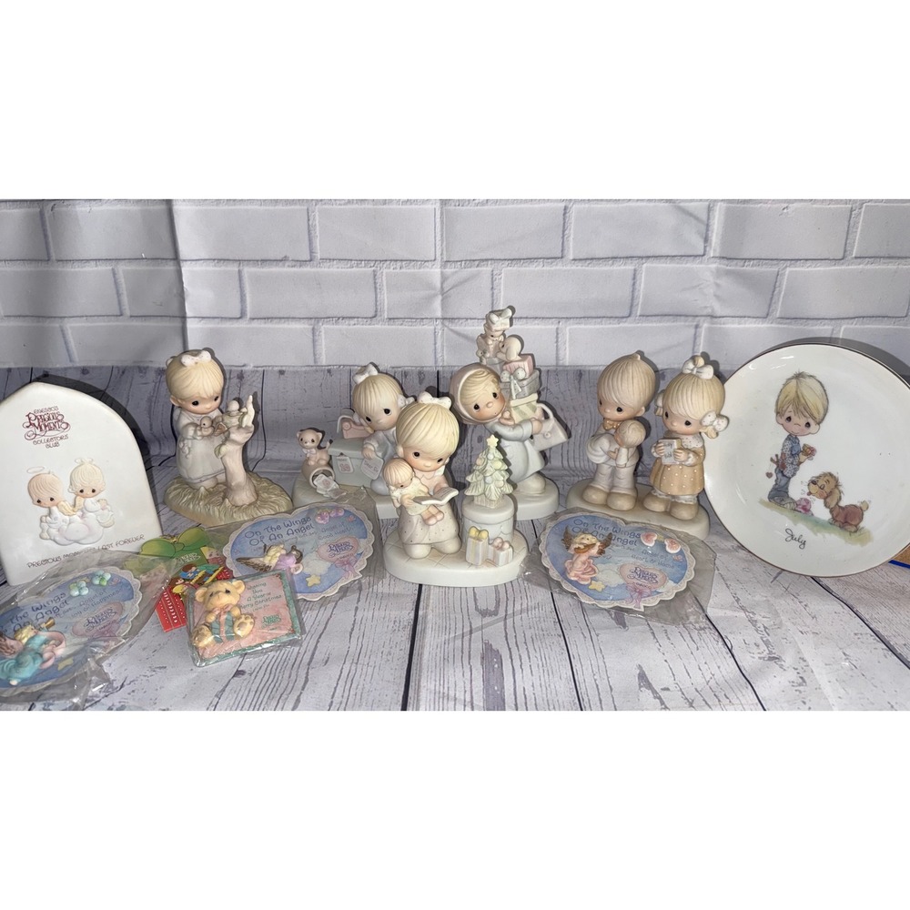 Precious Moments Enesco Figurine Lot Collectors Club Plate Jewelry Pins Mixed
